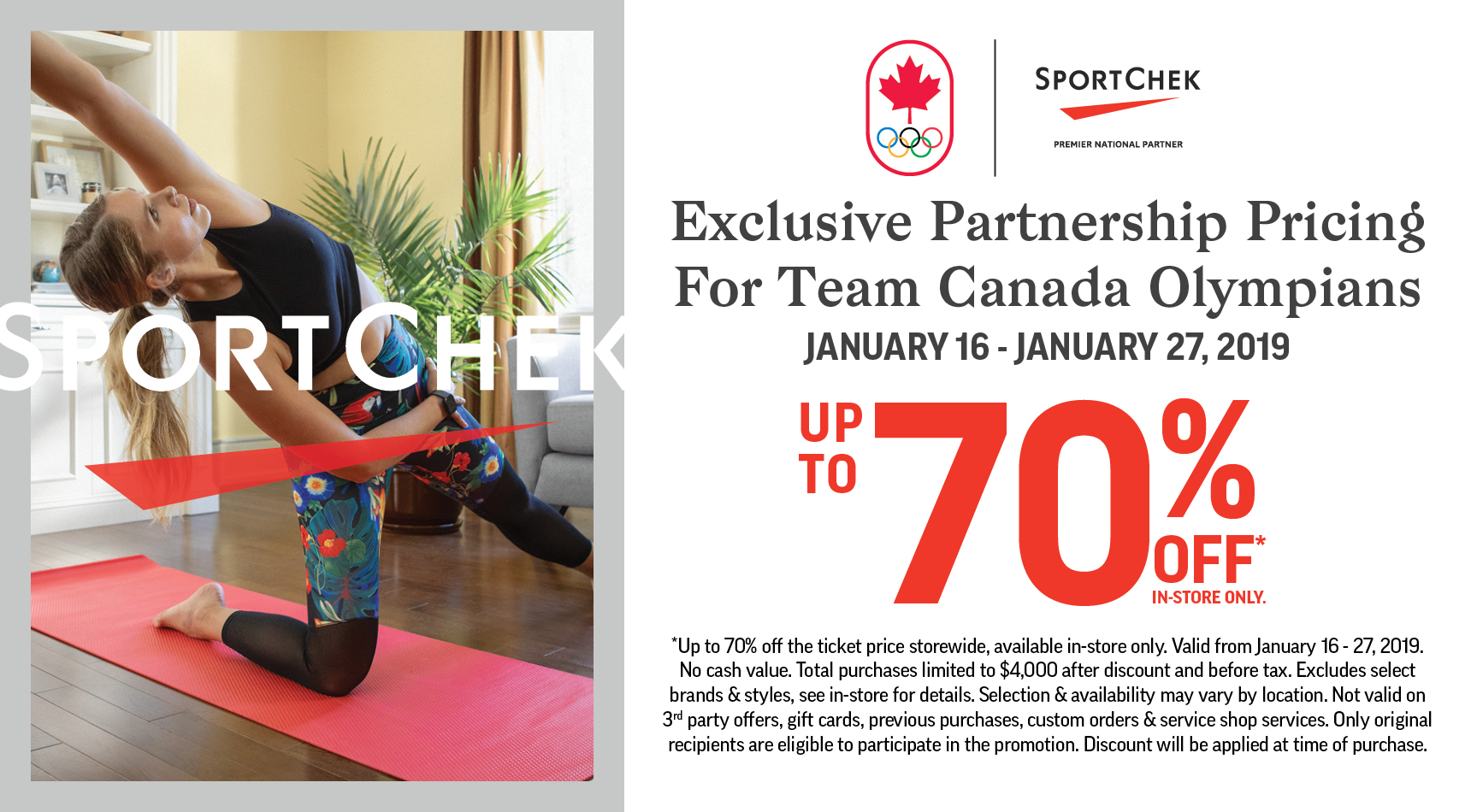 Sport Chek: Exclusive Olympian discount – OLY